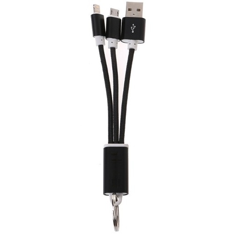 Cablu Breloc 2in1 Microusb/Iphone Negru